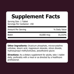 Good Price 10000 mcg Biotin <b>Tablets</b> Beauty Supplement Supports Immunity for Energy Production and Healthy Hair Skin and Nails - Product Image 2