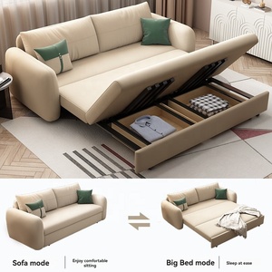 Logement locatif moderne canapé-<span class=keywords><strong>lit</strong></span> en tissu canapé-<span class=keywords><strong>lit</strong></span> <span class=keywords><strong>pliable</strong></span> à double usage pour une et deux personnes avec boîte de rangement - Product Image 2