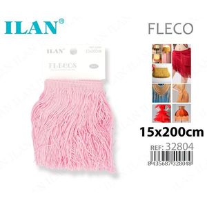 Ilan Flecose 15x200cm Frange in poliestere rosa chiaro per artigianato e decorazioni - Product Image 1