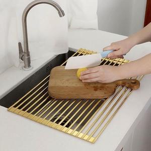 Escurridor de Silicona Dorado Tamaño L, Tapete Plegable Antideslizante para Secar Platos, Organizador de Fregadero de Cocina - Product Image 3