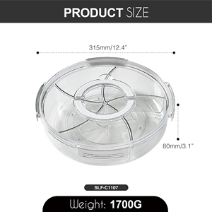 Bandeja Giratoria Transparente para Aperitivos con Tapa y Asa, Caja de Almacenamiento Interior Dividida para Fiestas, Hogar y Cocina - Product Image 2