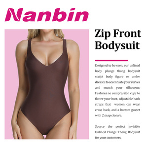Unlined Plunge Thong Bodysuit Flatter Bust <strong>Backless</strong> Sexy V Neck Shapewear Seamless Sculpting <strong>Body</strong> <strong>Shaper</strong> - Product Image 3