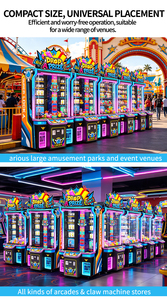 Macchina Arcade Ibrida a Gettoni con Doppia Uscita per Biglietti e Regali, Struttura in Acciaio Rinforzato e Plastica Durevole, Gioco a Riscatto Nascosto - Product Image 4