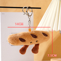 Porte-clés en peluche Croissant Baguette, Charme de sac en forme de pain mignon, en coton PP, peluche courte, pendentif de 7,5 cm, vente en gros