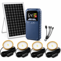 Kit d'éclairage solaire domestique 4 ampoules LED Panneau solaire monocristallin Batterie au lithium Sortie USB DC pour maison, urgence, camping