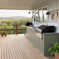 Meubles de cuisine modulaires de luxe en acier inoxydable pour appartement moderne, style Shaker, pour extérieur, vente en gros pour usines de cuisine