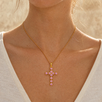 Collier en acier inoxydable plaqué or avec pendentif breloque en zircon cubique, style classique et simple, pour femme, idéal pour mariage, vente en gros SA Jewelry