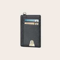 Dompet Kartu Kredit & ID Bisnis Kulit Saffiano Tipis dengan Logo Custom, Kantong Depan Multi Warna, dan Desain Lipat
