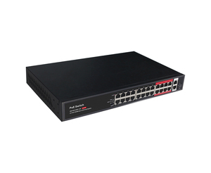 Switch PoE 24V avec 16 ports PoE 10/100M + 2 ports RJ45 Uplink 10/100/1000M + 1 port SFP Fibre 1000M pour CCTV - Product Image 3