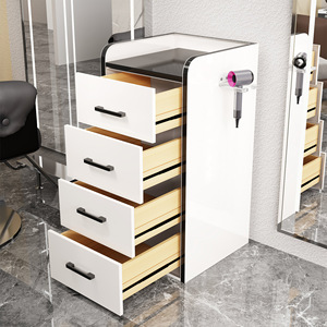 Chariot de Salon Gris Foncé, Meuble de Rangement Roulant pour Outils de Barbier avec Tiroirs, Support pour Sèche-Cheveux pour Studio de Beauté - Product Image 4