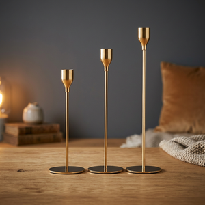 Juego de Portavelas de Metal Dorado, Soporte para Velas Cónicas, Decoración para Bodas, Fiestas y Navidad - Product Image 3
