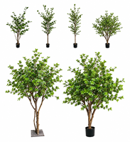 Plante artificielle Aralia, arbre à feuilles fines réalistes, petites feuilles, branches élégantes avec pot, décoration intérieure de restaurant