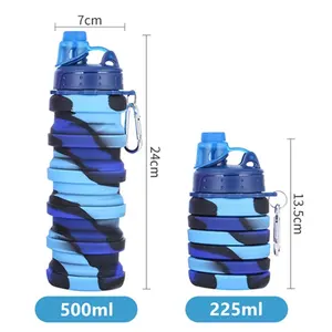 Botol air anak-anak portabel dapat dilipat dapat digunakan kembali terisolasi anak-anak gym perjalanan olahraga silikon logo kustom untuk Sekolah Anak