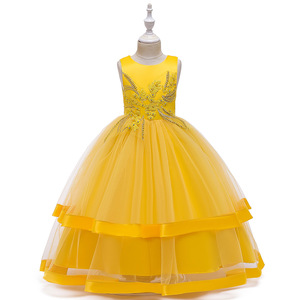 5019 Hochwertige Kinder Mädchen Kleidung Neueste Mode Ärmellose Puffy Party Kleider Hochzeit <span class=keywords><strong>Blumen</strong></span> Mädchen Kleid - Product Image 4