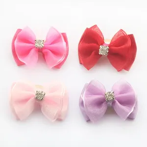 Moños para Perros con Pedrería Brillante, Color Sólido, Estilo Ins, Accesorios para Mascotas de Poliéster, Bandas Elásticas para el Pelo de Perros para Verano e Invierno - Product Image 4