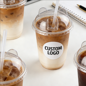 Gobelets à café jetables transparents en plastique de 24 oz avec couvercles et pailles pour café froid - Product Image 2