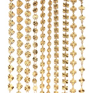 โซ่ลายปั๊มตรา |   โซ่สแตนเลสสตีลชุบทอง 18K PVD ลายดอกไม้รูปหัวใจและใบโคลเวอร์ สำหรับทำเครื่องประดับ DIY - Product Image 1
