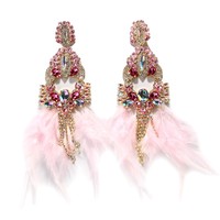 2024 Modeschmuck Großhandel Bestseller Feder-Ohrringe Hochwertige Diamant-Quasten-Ohrringe Party Übergroße Große Feder-Ohrringe