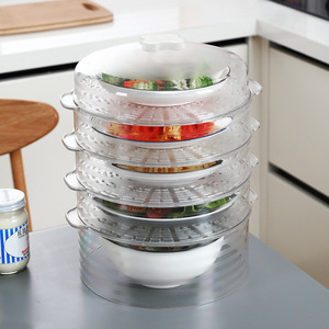 Cubierta transparente de múltiples capas para alimentos y verduras, caja de almacenamiento de mesa de cocina apilable, cubierta de plato, cubierta de aislamiento térmico - Product Image 4