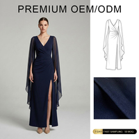 Robe de soirée élégante plissée à col en V pour femme, personnalisable en gros (OEM/ODM) – Couleurs variées