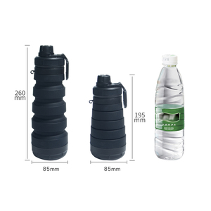 Collapsible Silicone <b>Water</b> <b>Bottle</b> BPA-Free Reusable Portable Lightweight With Carabiner Straw Type for Drinking - Product Image 1