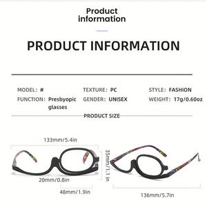 Gafas de Maquillaje Portátiles con Lentes Giratorias y Aumento para Mujer, Gafas de Lectura Cosméticas con Lentes Abatibles - Product Image 3