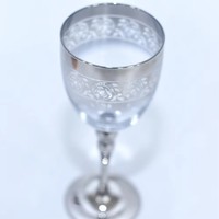 Verres à vin électroplaqués argentés en gros, gobelets gravés vintage, coupe de luxe pour mariage et fête, verres à vin rouge et blanc, verrerie à pied