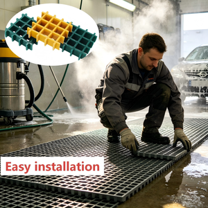 Grille en PRV sur mesure facile à installer, résistante à la corrosion et antidérapante, avec service de découpe, idéale pour les sols d'atelier et de lavage automobile - Product Image 1