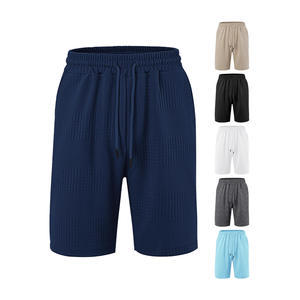 กางเกงขาสั้นลำลองผู้ชายฤดูร้อนเอวยางยืดทรงหลวมผ้าโพลีเอสเตอร์กางเกงชายหาดสีกากีสีกรมท่าสีดำสีขาวสีฟ้าอ่อนสีแดงเบอร์กันดี - Product Image 4