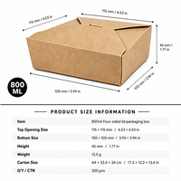 Kraftpapier-Lebensmittelbox Einweg Ölbeständige Wasserdichte PE-Beschichtete Faltbare Takeout-Lunchbox für Restaurants Individuell Anpassbar