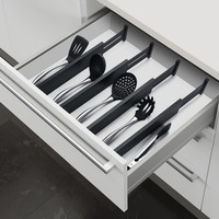 Séparateurs de tiroirs de cuisine Organisateur 4 Pack Set Bambou Noir Séparateurs de tiroirs réglables pour commode à vêtements
