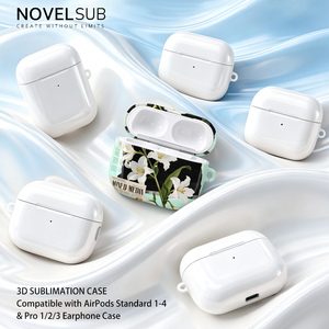 Funda de sublimación 3D para AirPods 1 2 3 4 Pro 1 2 3, de PC recubierto, para impresión personalizada DIY, con correa y cubierta protectora. - Product Image 3