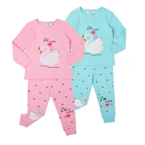 Fashion Swan Kids Pajamas Audel Cotton Sleep Wear Children Girl Clothing