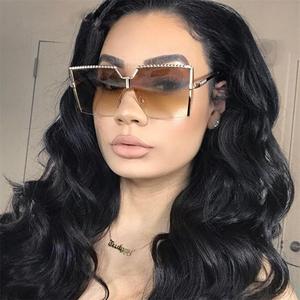 Dames Vintage Surdimensionné Lunettes De <span class=keywords><strong>Soleil</strong></span> De Luxe Marque Gothique Nuances Demi-Cadre Designer Grand <span class=keywords><strong>Soleil</strong></span> - Product Image 2