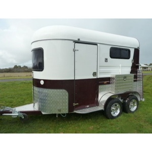 Remorque de luxe pour 2 chevaux à chargement oblique, 4 roues, auvent rétractable, châssis en acier allié, transporteur équin haut de gamme, remorque alimentaire tractable, garantie 1 an - Product Image 1