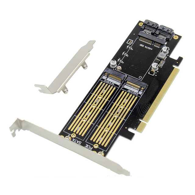 M.2 NVMe NGFF to Pci-e 4x 3-in-1 Expansion Card Adapter Card B+M Key MSATA