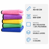 Serviette de lavage en microfibre pour le detailing automobile à domicile, séchage rapide, double face, tissée, douce et moelleuse, 40x40cm, logo personnalisé, absorbante