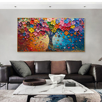 Peinture sur toile 3D texturée Impasto colorée, Paysage contemporain onirique et vibrant, Art mural pour salon, Toile huilée