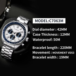 CADISEN 2026 New Men's Quartz Business <b>Chronograph</b> Watch Stainless Steel Case Sapphire Crystal Dial 5BAR Water Resistant 42mm - Product Image 5