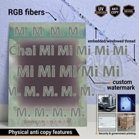 Papier de Sécurité Coloré avec Fibres Fluorescentes, Filigrane Anti-Contrefaçon et Ligne de Sécurité Imprimée pour Mesures de Sûreté (Épicerie)