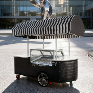 Carrito Compacto Mini para Helados y Postres con Gran Almacenamiento, Toldo Resistente a la Intemperie, Remolque Móvil para Negocio de Venta en Parques y Playas - Product Image 3
