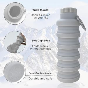 Botellas de agua plegables con función ecológica, coctelera sin BPA, tipo vaso, botella de agua de silicona plegable de 510ml - Product Image 3