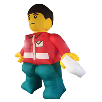 Figurine publicitaire gonflable personnalisée de 2 m en forme de facteur LEGO pour la promotion de jeux amusants et de ventes
