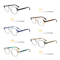 Monturas de Gafas de Diseño Más Recientes, Monturas Ópticas Retro de Metal Mixto con Remaches y Acetato de Tortuga, Monturas de Gafas Premium Unisex