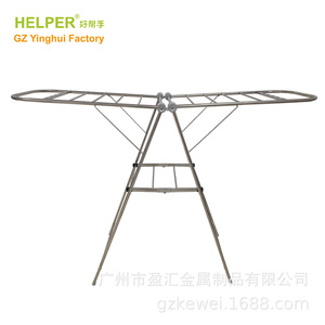Helper Stainless Steel Floor Standing Folding Clothes <b>Drying</b> <b>Rack</b> Airfoil Design Mobile Home Use - Product Image 4