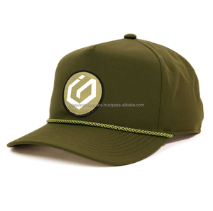 Gorra Trucker Verde Oliva de 6 Paneles con Bordado de Logotipo Geométrico, Ajustable, Unisex, Casual, para Adultos, Transpirable, de Lona de Algodón - Product Image 3