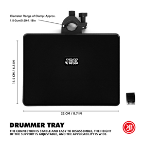 Beatello Vassoio Professionale Nero per Percussioni, Piccole Dimensioni, Connessione Stabile, Realizzato in Lega d'Acciaio di Alta Qualità, Accessori per Batteria - Product Image 3