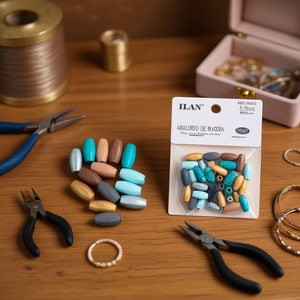 Perline in Legno Ilan 7x15mm Ovali Tonalità Morandi con Foro per Creazione di Gioielli - Product Image 2