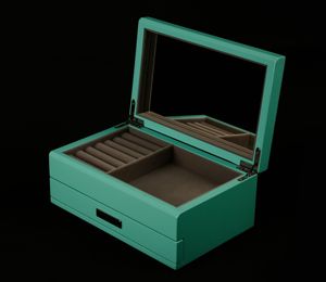 High Gloss Lacquered Wooden Jewelry <b>Box</b> Organizer, Large Jewelries Storage Holder With Mirror <b>Earring</b> Necklace Bracelet - Product Image 5