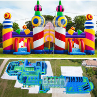 Maison de jeu attrayante aire de jeux gonflable extérieure pour enfants maison de rebond centre de jeu intérieur grand parc à thème gonflable pour adultes